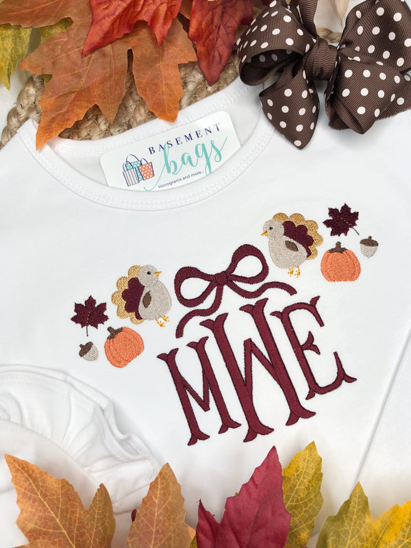 Turkey & Bow Monogram Frame